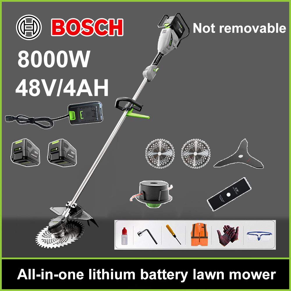 8000W bezkefová kosačka na trávu + 48V/4Ah lítiová batéria * 2 ks + kotúč na okružnú pílu * 2 ks + kotúč na rovnú pílu + kotúč na vyžínač + struna na vyžínač * 20 ks + originálna nabíjačka + ďalšie príslušenstvo + desaťročná záruka