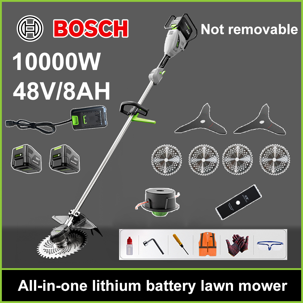 10 000 W bezkefová kosačka na trávu + lítiová batéria 48 V / 8 Ah * 2 ks + kotúč na okružnú pílu * 4 ks + kotúč na rovnú pílu + odstraňovací kotúč + odstraňovacie lano * 20 ks + tri nože * 2 ks + originálna nabíjačka + ďalšie príslušenstvo + desaťročná záruka