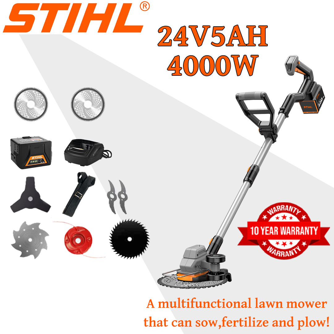 [Standardní model] Sekačka na trávu (4000 W 24 V 5 Ah) + hliníkový nůž * 2 + hliníkový pilový kotouč * 2 + hliníková řezná hlava * 1 + tříčepelový nůž * 1 + nabíječka + baterie * 1 + řemen * 1 + další příslušenství + 5letá záruka