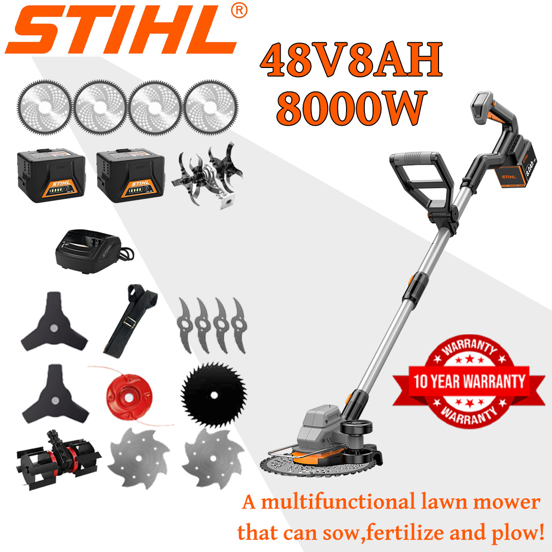 [Deluxe model] Sekačka na trávu (8000w48V8AH) + čepelová hlava *1 + nastavovací kolečko *1 + pilový kotouč z lehkých slitin *4 + pilový kotouč z lehkých slitin *4 + čepelová hlava z lehkých slitin *1 + trojitý nůž *2 + nůž s protiblokovacím mechanismem *1 + ocelový nůž *2 + nabíječka + baterie *2 + rukojeť *1 + další příslušenství + 10letá záruka